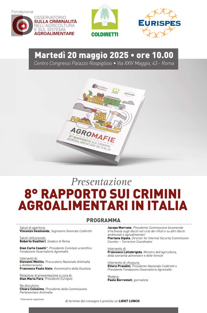Locandina presentazione Rapporto Agromafie 2025
